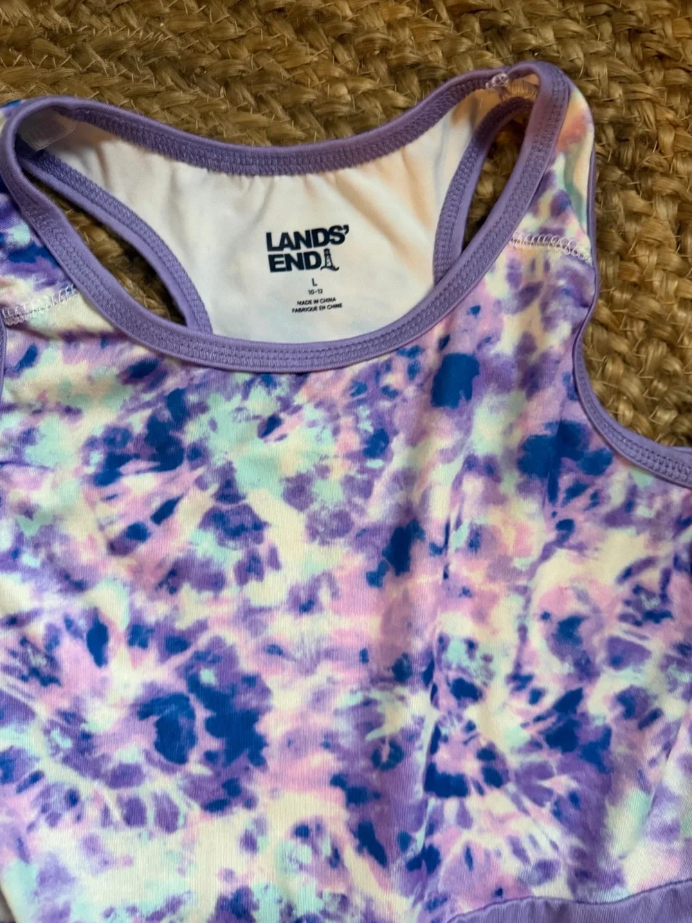 Lands' End Girls' Lavender and Purple Tie-Dye One-Piece Active Dress